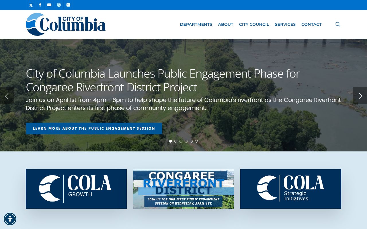 City of Columbia official website with links to police department and public records