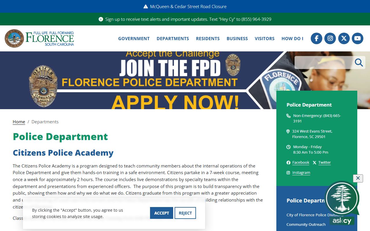 Florence Police Department official website
