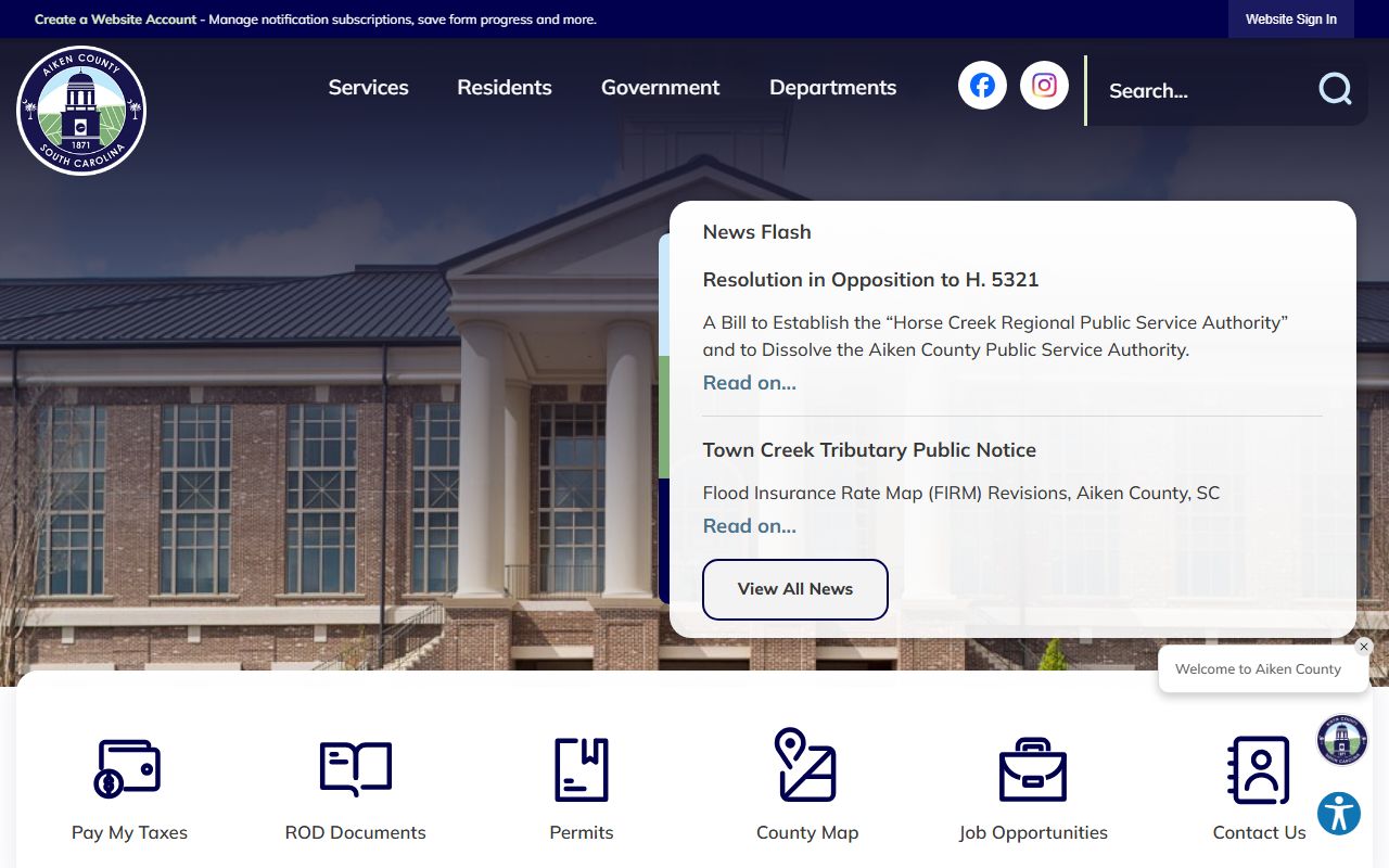 Aiken County government website for accessing booking reports