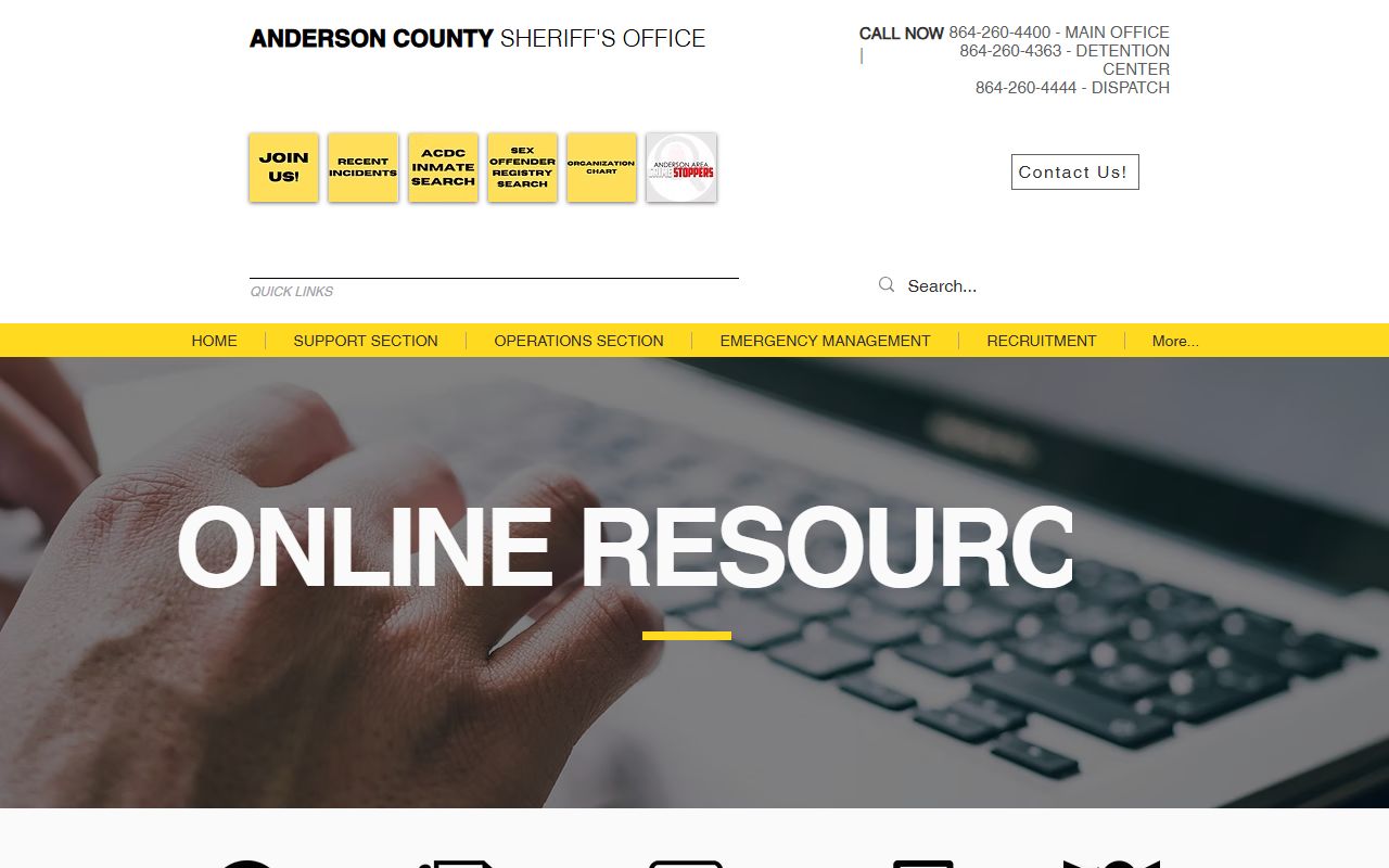 Anderson County MyACSO portal for inmate and booking report searches
