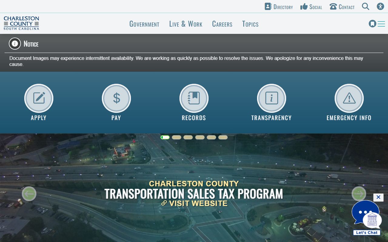 Charleston County government resources for booking report requests