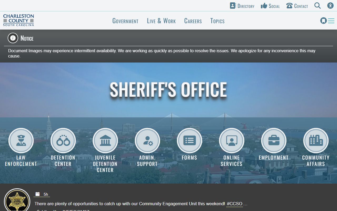 Charleston County Sheriff's Office responsible for booking reports