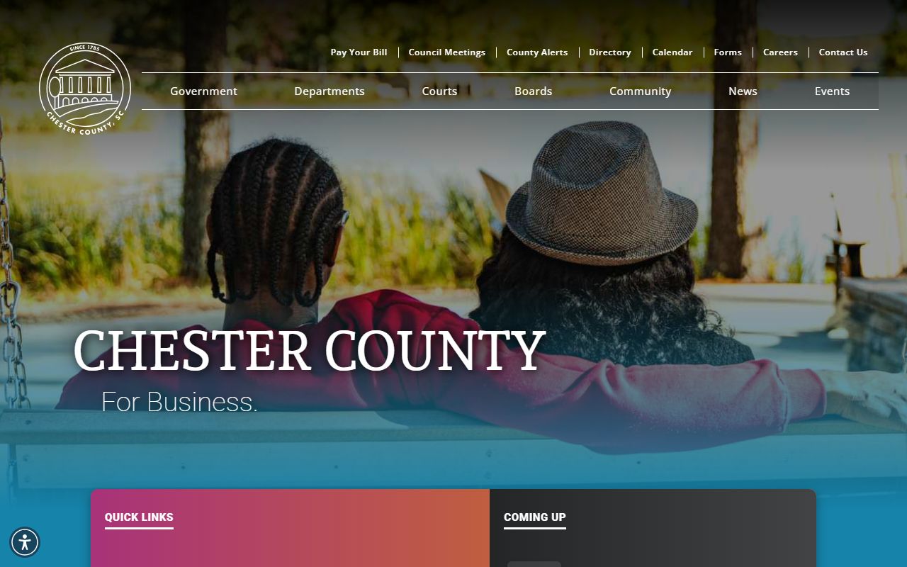 Chester County government site with booking report resources