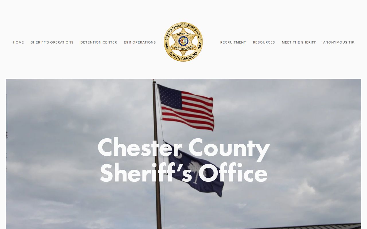 Chester County Sheriff's Office website for booking report searches