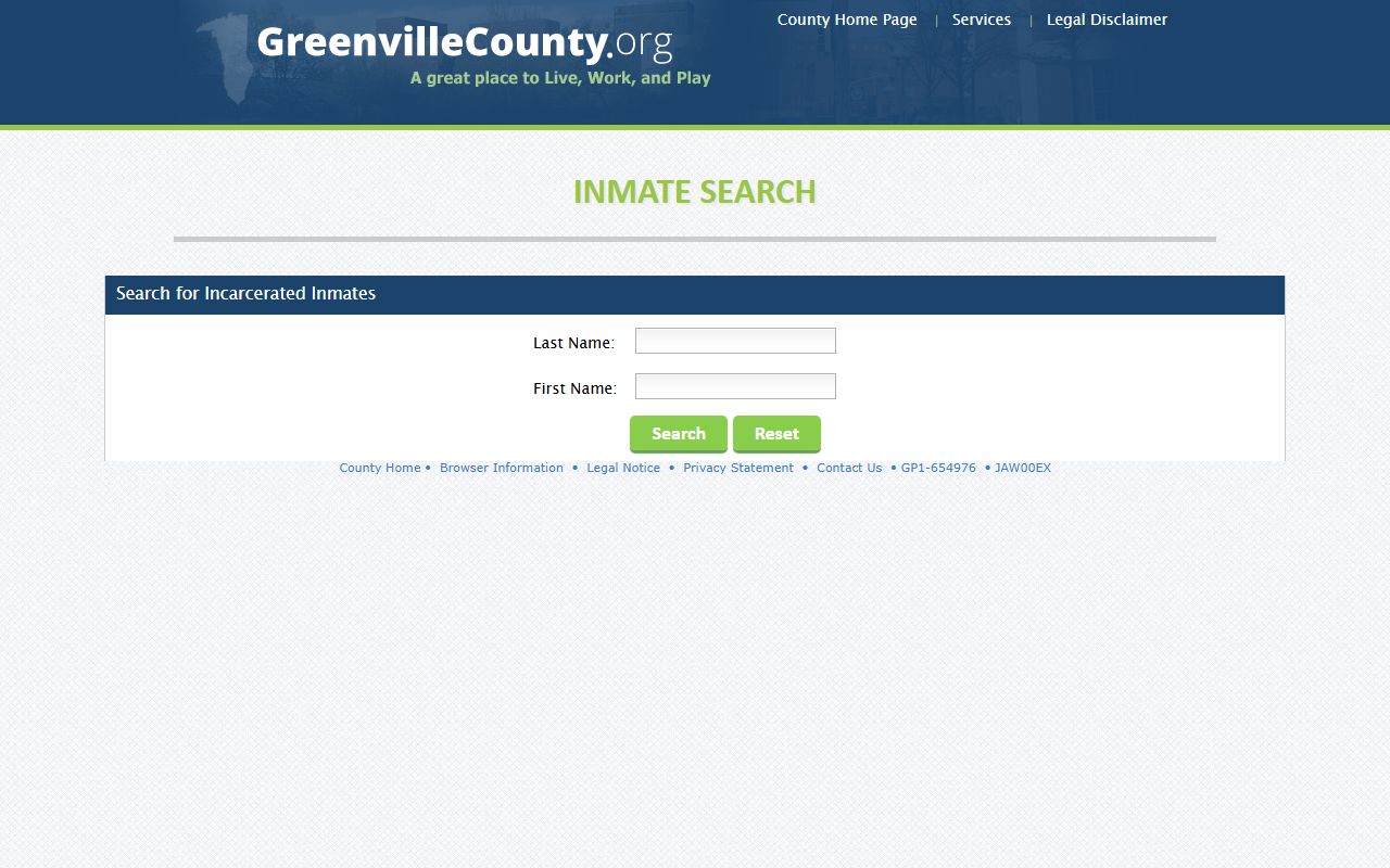 Greenville County online inmate search tool for booking reports