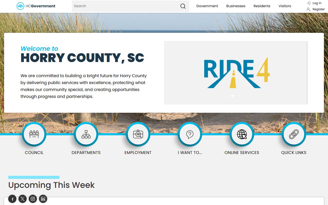 Horry County government website for accessing booking reports