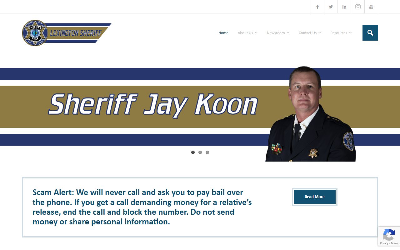 Lexington County Sheriff's Department website for booking reports