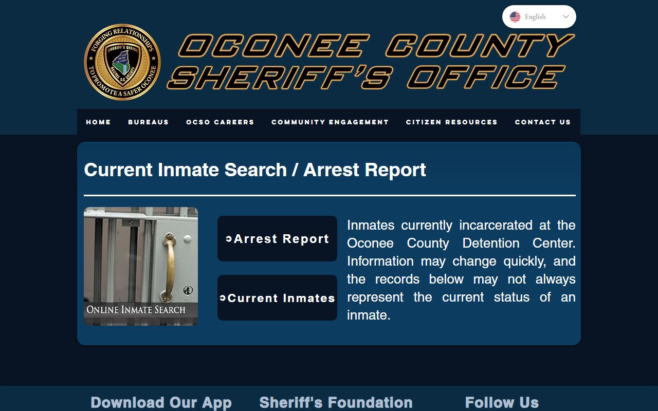 Oconee County inmate search tool for booking reports