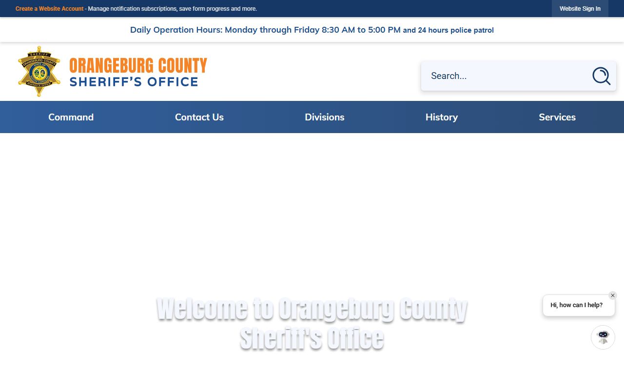 Orangeburg County Sheriff's Office website for booking reports